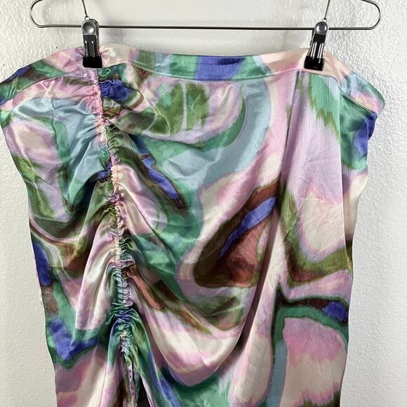 Future Collective Pastel Marble Ruched Skirt Size 22 Satin Mermaid Beach Boho - Picture 3 of 9